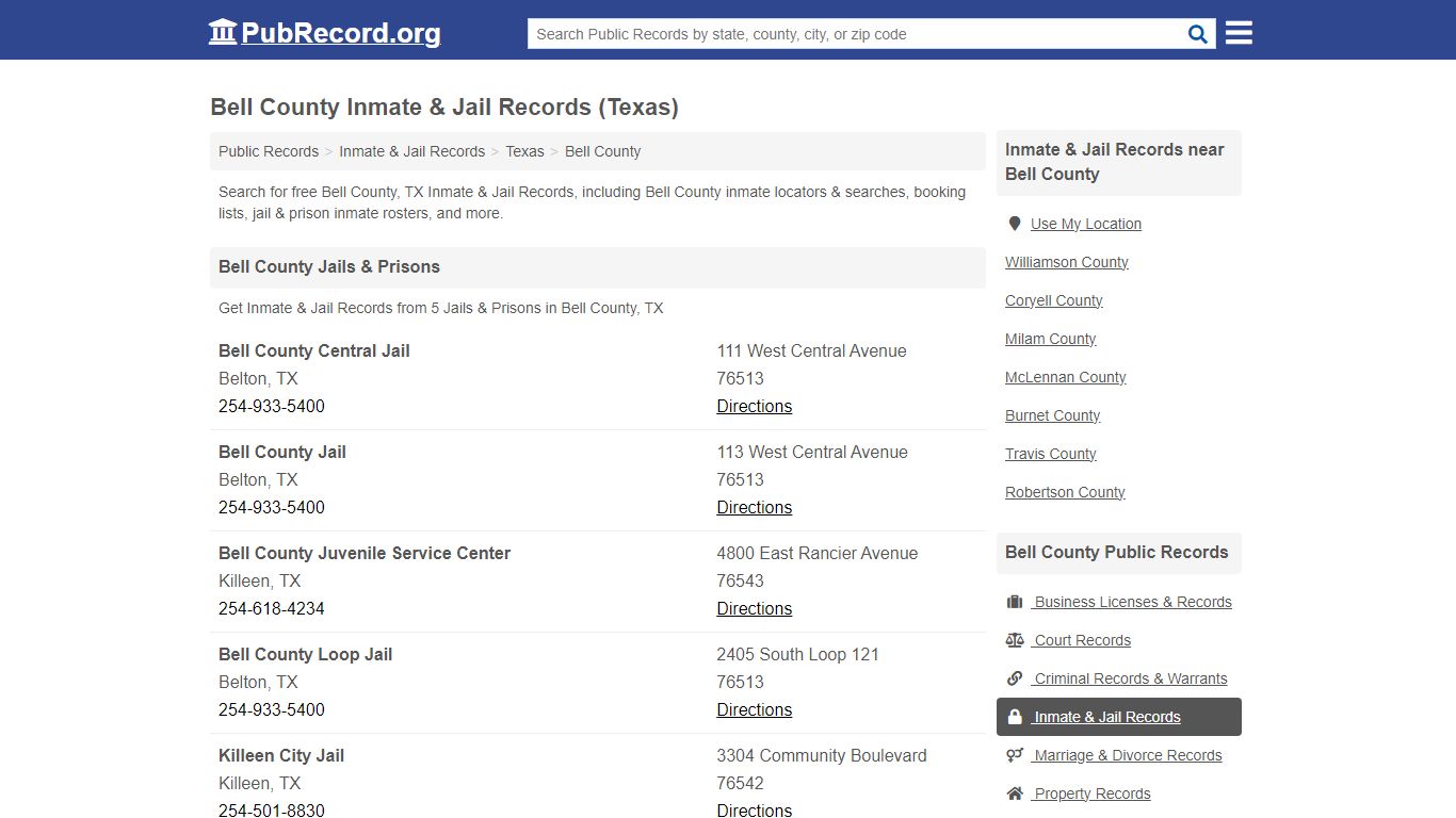 Bell County Inmate & Jail Records (Texas) - PubRecord.org